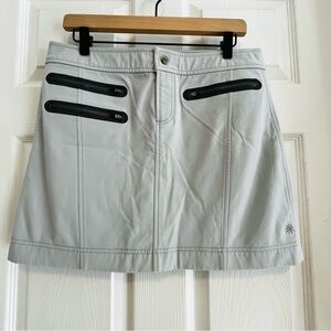 Athleta Light Gray Mini Skirt with Black Zipper Details Golf Tennis